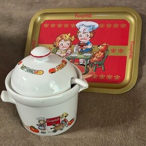 Campbell's Soup Ceramic Bowl and Tray Set